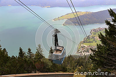 View on the Lake Walchensee from the top of Herzogstand, Germany Stock Photo