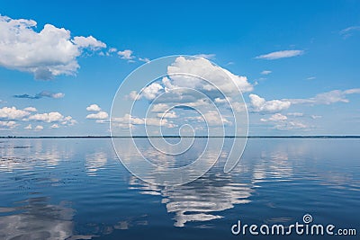 View of the lake at windless weather Stock Photo