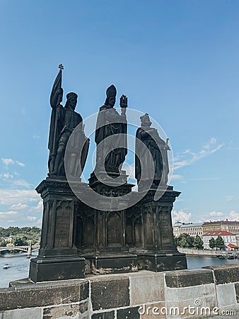 view of the landmark on the Charles Bridge in the summer Czech city of Prague Stock Photo