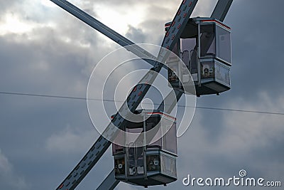 The view landmark before a summer sunset - touristic wheel with amazing view over the city Editorial Stock Photo