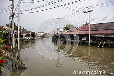 View landscape of Amphawa river and cityscape Amphawa town and life thai local in weekday at Samutsongkhram on October 30, 2019 in Editorial Stock Photo