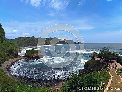 View landscape in the menganti beach central java Stock Photo