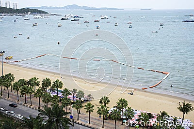 View landscape seascape of ocean at Pattaya beach for thai people and foreign travelers visit rest relax play sport swimming and Stock Photo
