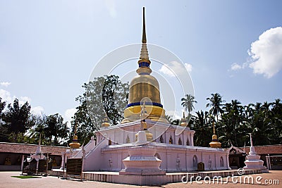 Stupa of Wat phra that sawi temple for thai people travel visit respect praying chedi and buddha statues in Chumphon, Thailand Editorial Stock Photo