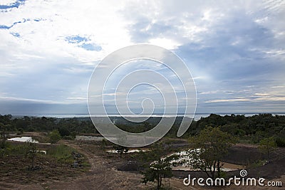 View landscape from view point of Sirindhorn wararam phu prao temple Stock Photo