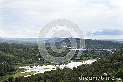 View landscape from view point of Sirindhorn wararam phu prao temple Stock Photo