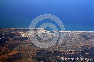 View of Larache from the air. Stock Photo