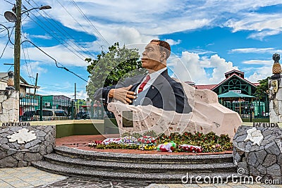 View of the large statue of former Antiguan Prime Minister Sir Vere Cornwall in St John`s, Antigua island Editorial Stock Photo
