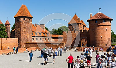 View of largest medieval brick Castle of Teutonic Order in Malbork, Poland Editorial Stock Photo