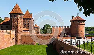 View of largest medieval brick Castle of Teutonic Order in Malbork, Poland Editorial Stock Photo