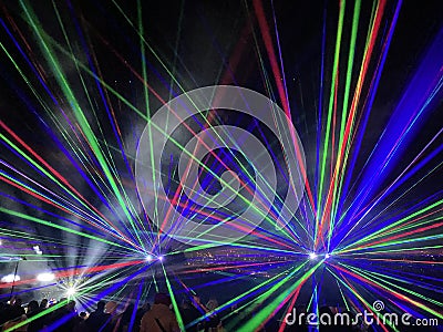 A view of a Laser show at Alexandra Palace in London Editorial Stock Photo