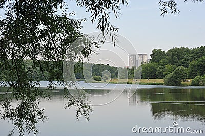 view of the Lebedyansky pond in Izmailovsky park Stock Photo