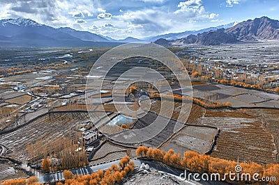 View of Leh city, the capital of Ladakh, Northern India. Stock Photo