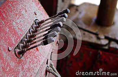 Close-up View of levers of a water drilling machine,to control the exploration Stock Photo