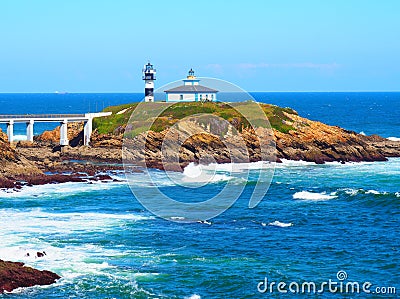 Lighthouse of Illa Pancha in Ribadeo, Galicia - Spain Stock Photo