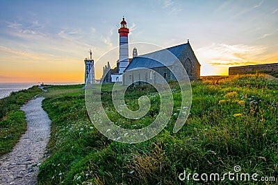 View of Lighthouse of Saint Mathieu in Brittany - France Stock Photo