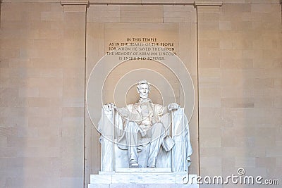 View to iconic Lincoln Memorial marble statue Editorial Stock Photo