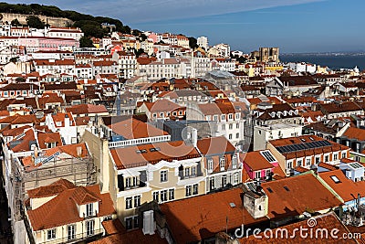 View of Lisbon, Portugal from the Santa Justa Lift Editorial Stock Photo