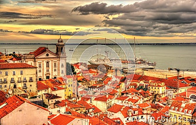 View Lisbon and the Tagus river Stock Photo