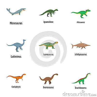 View of lizard icons set, cartoon style Stock Photo