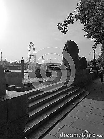 View of London - Black and white postcard Editorial Stock Photo