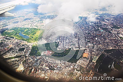 View London from the window of an airplane Stock Photo