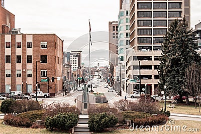 View looking down Capitol boulevard from the steps of the capitol Editorial Stock Photo