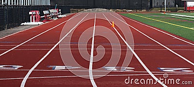 View looking down a track from the common start finish line Stock Photo