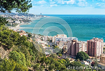 View looking East from Malaga Harbor Stock Photo