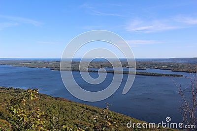 The view from the lookoff on top of Salt Mountain near Whycocomagh looking out over the Bras d'or lakes Stock Photo