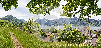 View from lookout point to schliersee lake and village Stock Photo