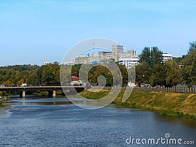 View of the Lopan River, Derzhprom, Kharkov University, Ukraine Editorial Stock Photo