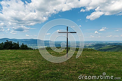 View from Loucka hill in Slezske Beskydy mountains in Czech republic Stock Photo