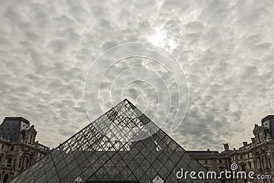 View of the Louvre Pyramid. Editorial Stock Photo