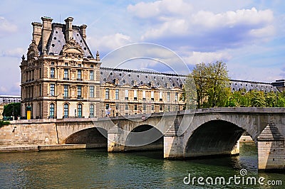 View on Louvre from the Seine Stock Photo