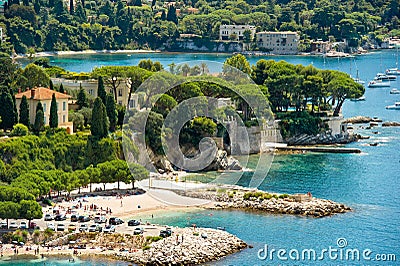 View of luxury resort and bay of Villefranche Stock Photo