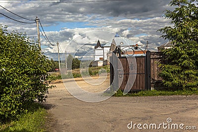 View of the Luzhetsky Monastery of St. Ferapont captured under the clouds in Russia, Mozhaisk Stock Photo