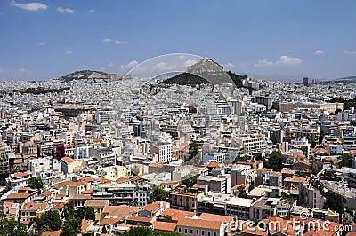 View of Lycabettus Hill in Athens Stock Photo