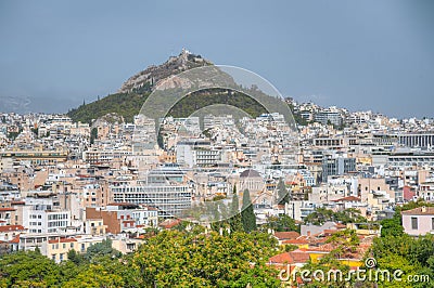 View of the Lycabetus hill in Athens, Greece Stock Photo