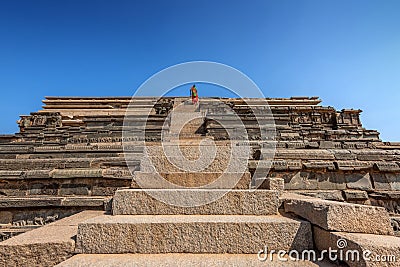 View of Mahanavami Dibba, tallest structure in the Royal Enclosure. Hampi, Karnataka, India Editorial Stock Photo