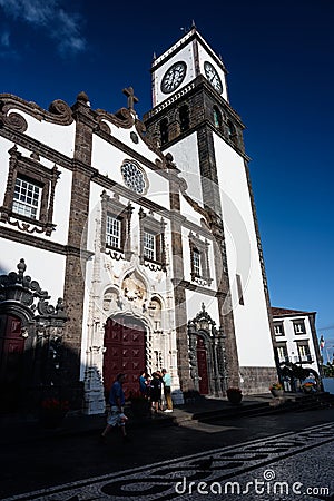 View of the main church of ponta delgada Editorial Stock Photo