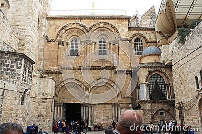 View on main entrance to The Church of The Holy Sepulchre, Via Dolorosa, Jerusalem Editorial Stock Photo