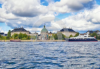 The view from the main harbour on Amalienborg. Stock Photo