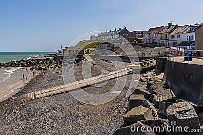 A view of the main slipway on the beach at Sheringham, Norfolk, UK Stock Photo