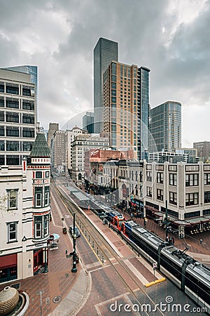 View of Main Street, in downtown Houston, Texas Editorial Stock Photo