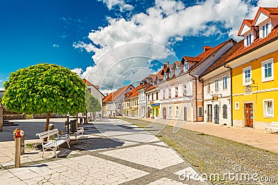 View of the main street in Kamnik, a small historical town in Slovenia Stock Photo