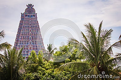View of the main tower of Sri Ranganathaswamy Temple, Srirangam, Tamil Nadu, India Editorial Stock Photo