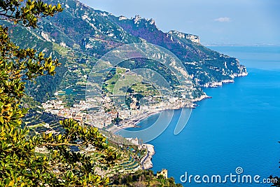 View of Maiori town on the Amalfi Coast Stock Photo