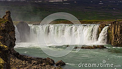 View of the majestic Godafoss waterfall near the city of Akureyri Stock Photo