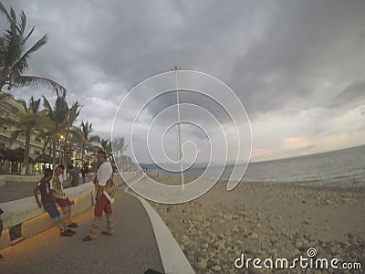 PUERTO VALLARTA MEXICO SEPTEMBER 11 ,2019:View of the Malecon of Puerto Vallarta during a tourist tour to the shore of the beach Editorial Stock Photo